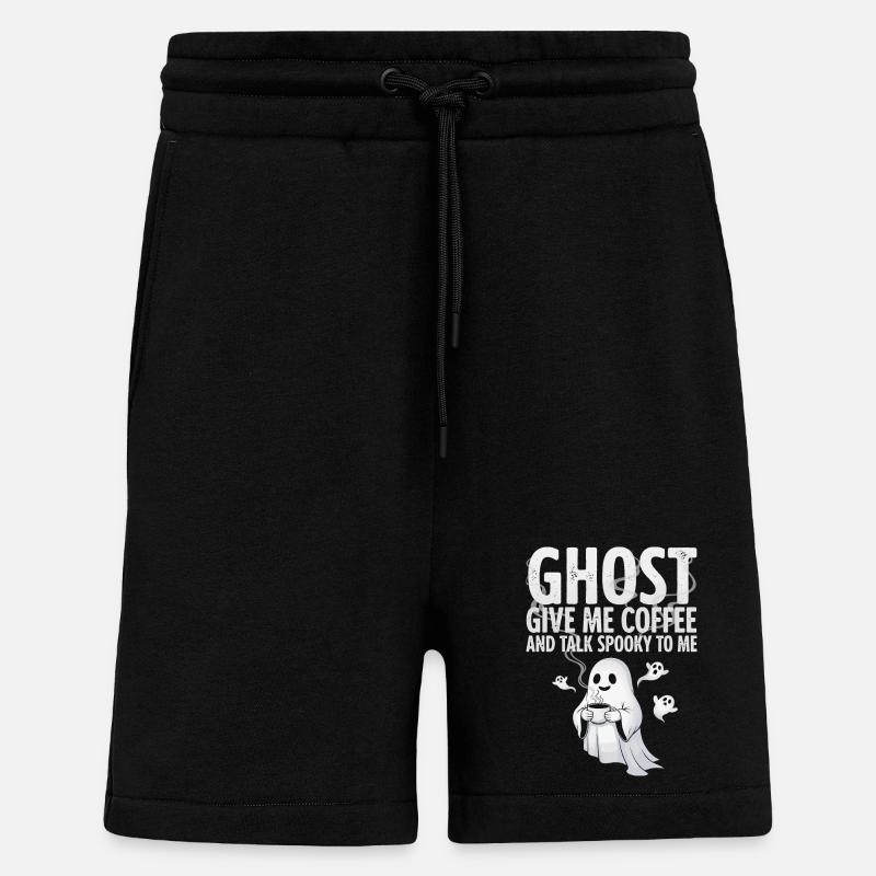 Spooky Coffee Ghost Illustration - Shorts - made by SPREAD - SOLID BLACK