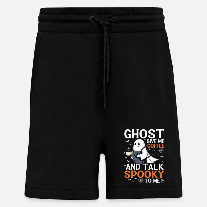 Spooky Ghost Coffee Talk T-Shirt - Shorts - made by SPREAD - SOLID BLACK