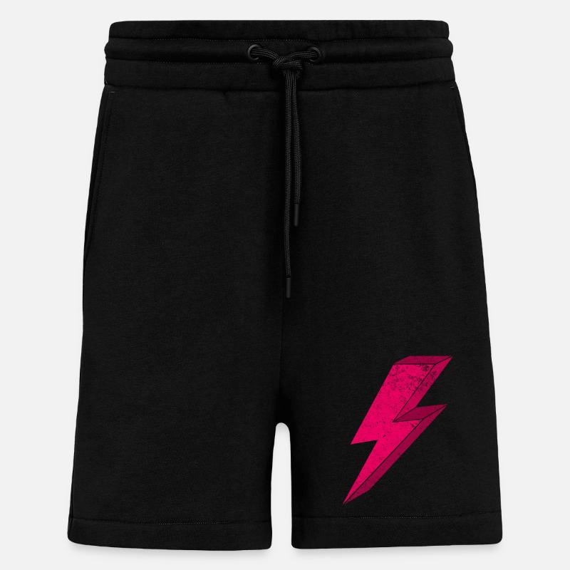 Conception d'éclair rose vif 3D - Short bio décontracté fabriqué en UE - SOLID BLACK