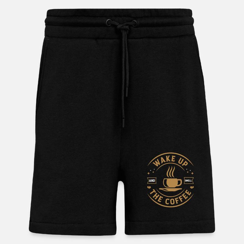 Réveil odeur café - Short bio décontracté fabriqué en UE - SOLID BLACK