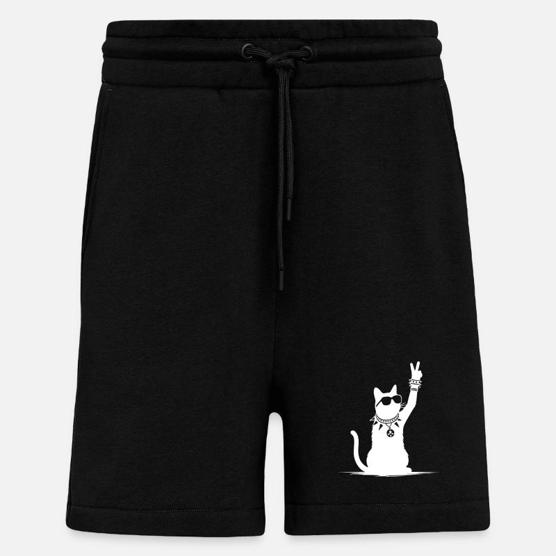 Rocker Cat Design – Cool & Loud - Short bio décontracté fabriqué en UE - SOLID BLACK