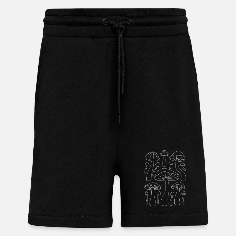 Lineart Mushroom Pattern - Shorts - made by SPREAD - SOLID BLACK