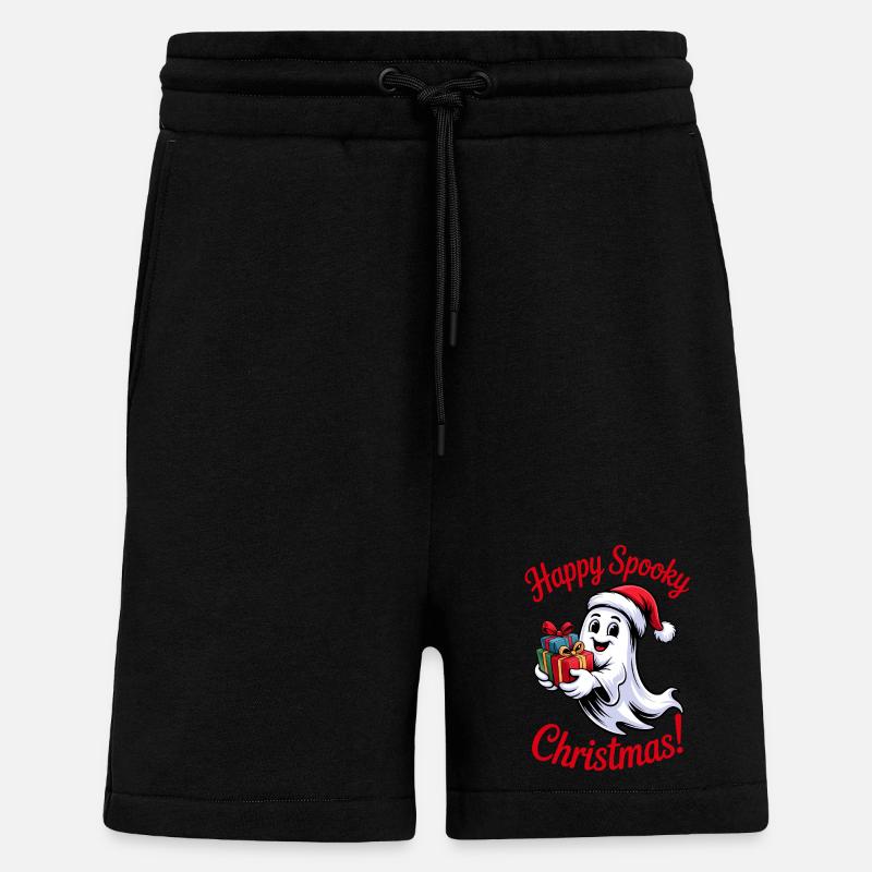 Fantôme joyeux avec des cadeaux - Short bio décontracté fabriqué en UE - SOLID BLACK