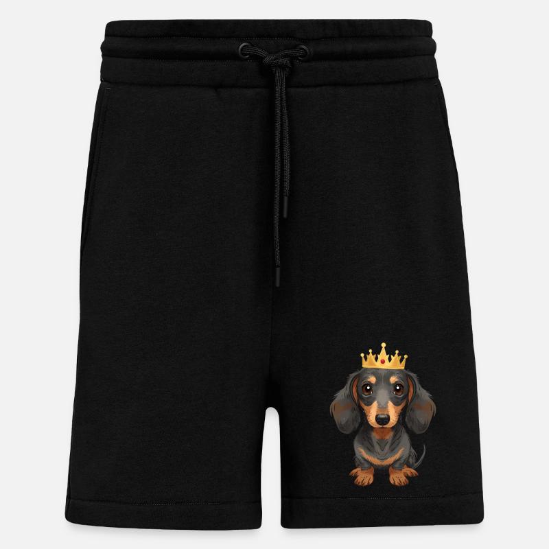 Petit teckel avec couronne design mignon - Short bio décontracté fabriqué en UE - SOLID BLACK