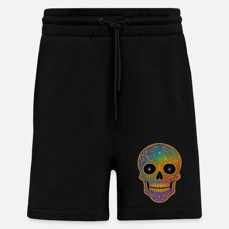 Regenbogen Totenkopf Design - Shorts - made by SPREAD - SOLID BLACK