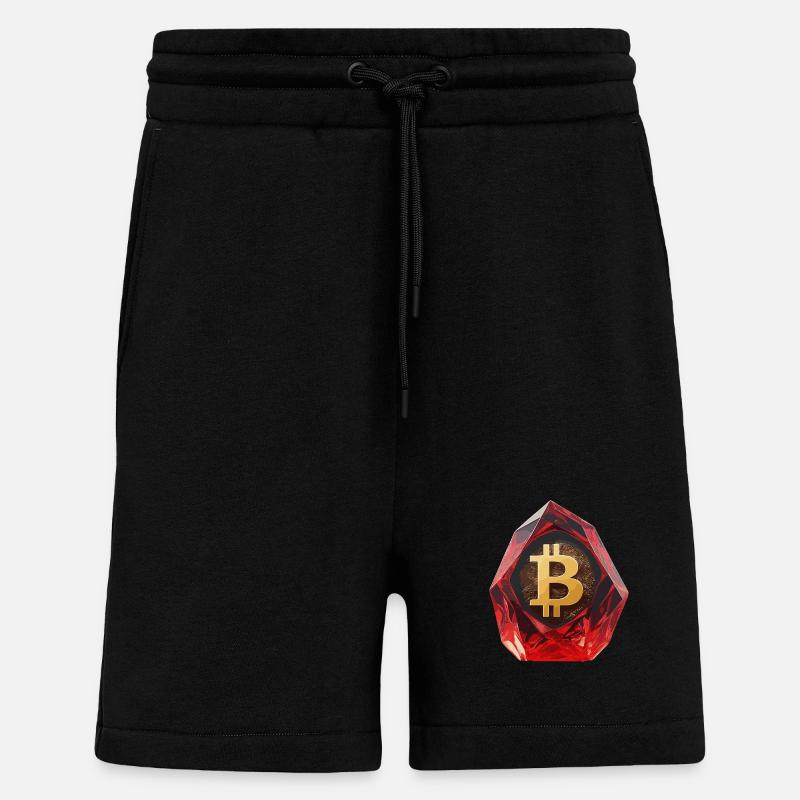 Gemstone Bitcoin Symbol Cryptocurrency - Shorts - made by SPREAD - SOLID BLACK