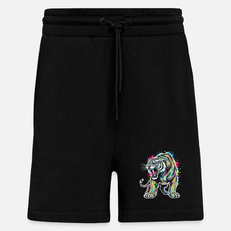 Neon Tiger Artistic Force - Shorts - made by SPREAD - SOLID BLACK