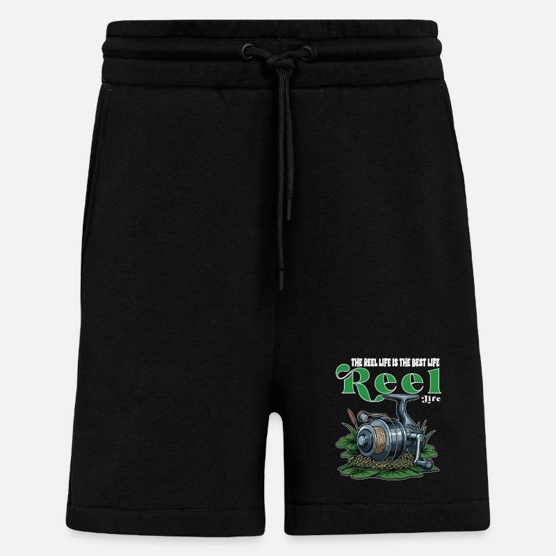 Angelrollen-Humor-Campingzitat - Shorts - made by SPREAD - SOLID BLACK