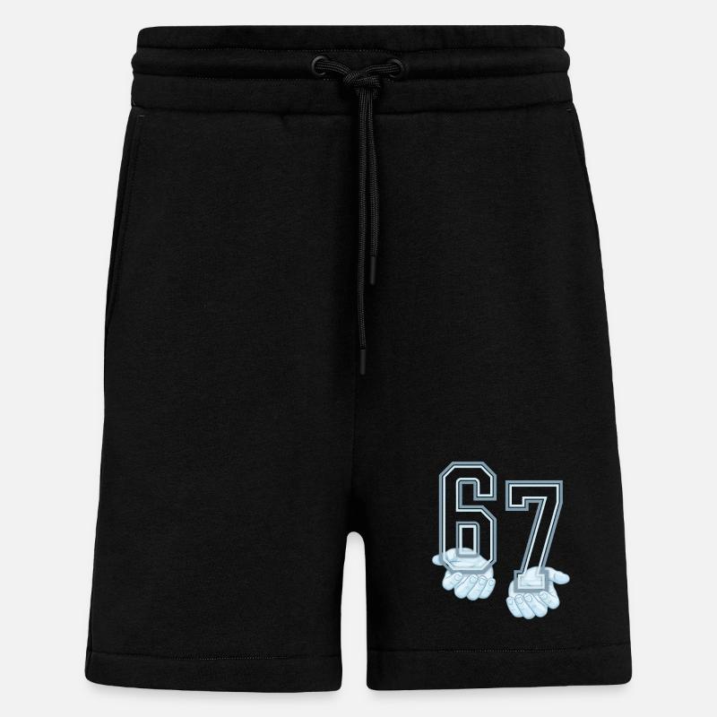 Six Seven 67 Meme - Short bio décontracté fabriqué en UE - SOLID BLACK
