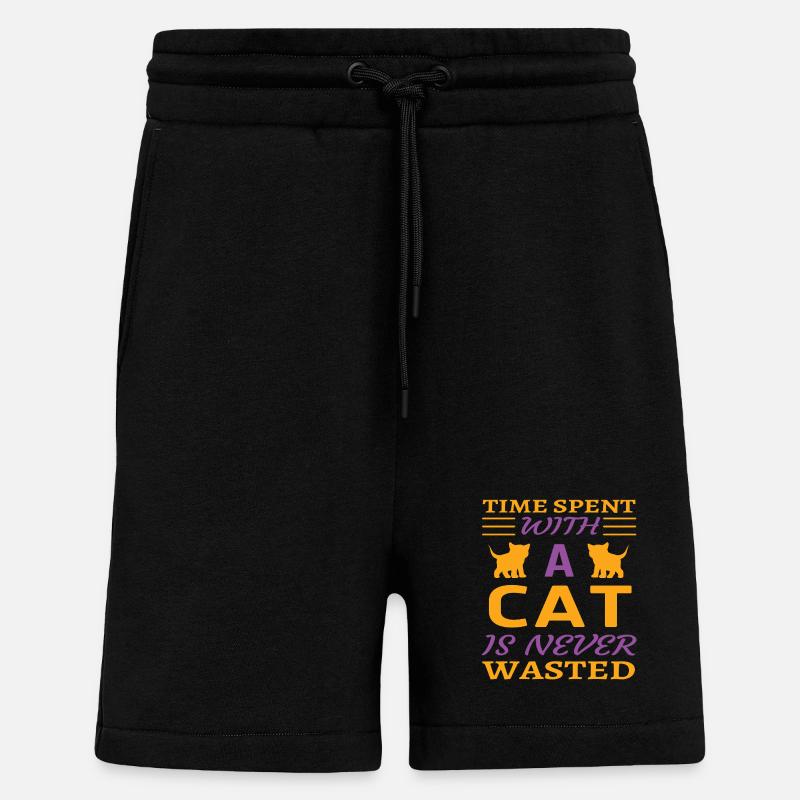 Passé du temps avec le chat - Short bio décontracté fabriqué en UE - SOLID BLACK