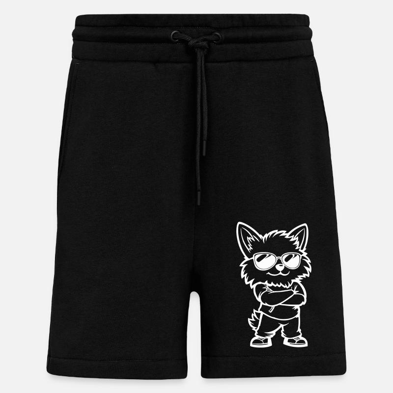 Bande dessinée de chien - Short bio décontracté fabriqué en UE - SOLID BLACK