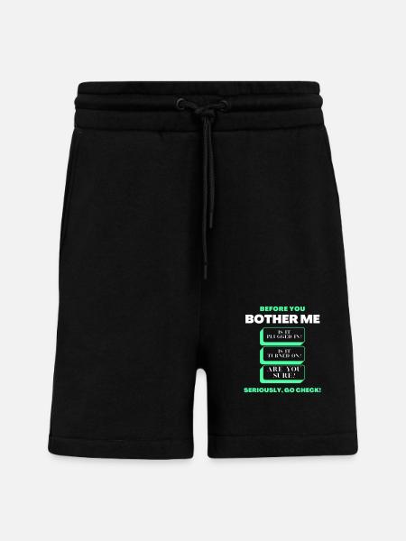 Før du generer mig Funny Tech Support Checklist - Organic relaxed shorts made in EU - SOLID BLACK