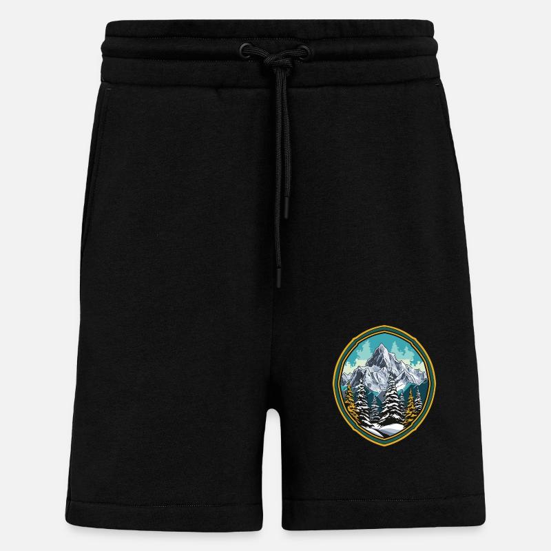 Mountains Forest Summits Ski - Shorts - made by SPREAD - SOLID BLACK
