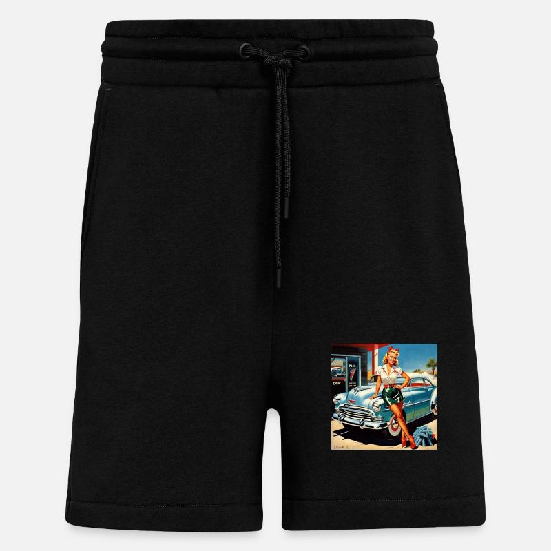 Retro Pinup am Oldtimer - Shorts - made by SPREAD - SOLID BLACK