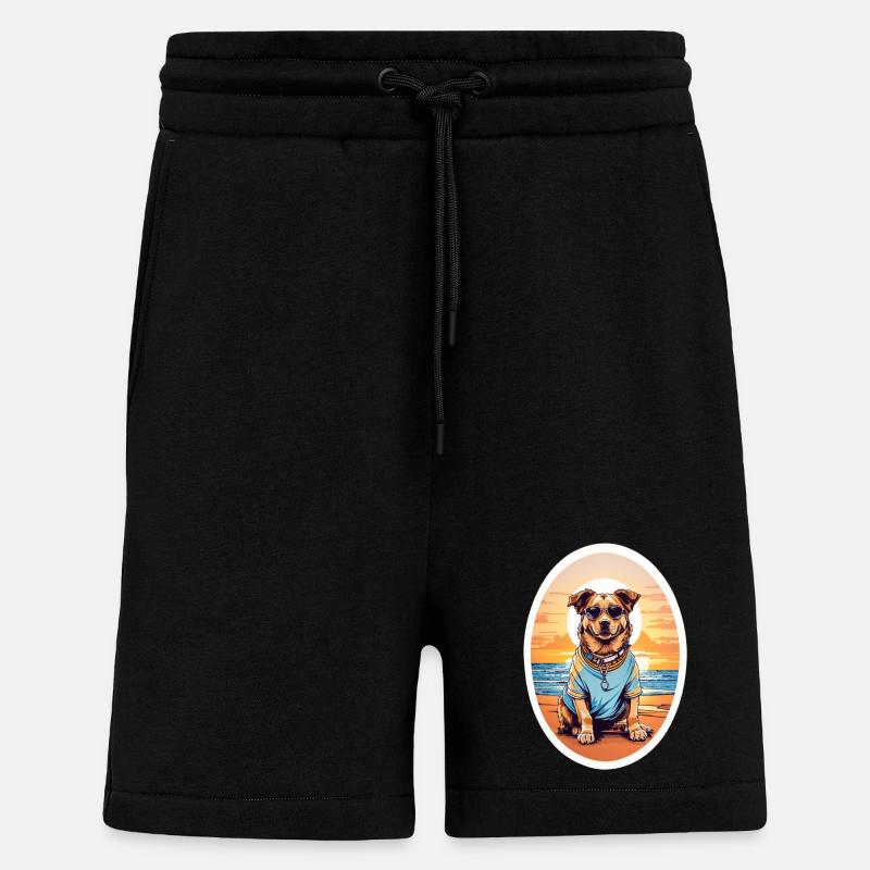 Dog on the beach - Shorts - made by SPREAD - SOLID BLACK