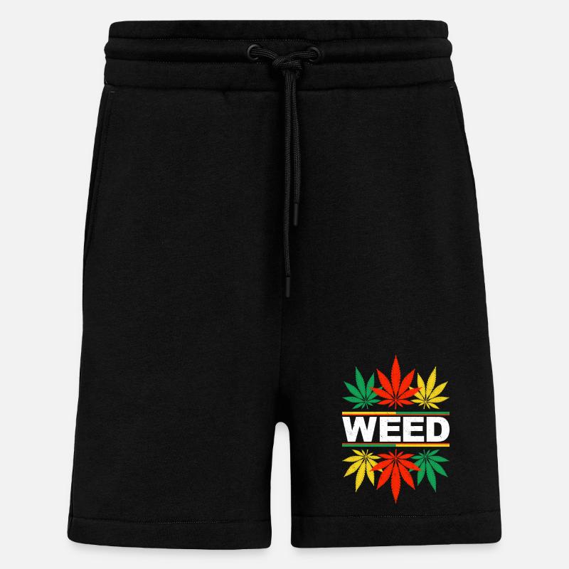 Vibrant Cannabis Leaf Pattern Design - Shorts - made by SPREAD - SOLID BLACK