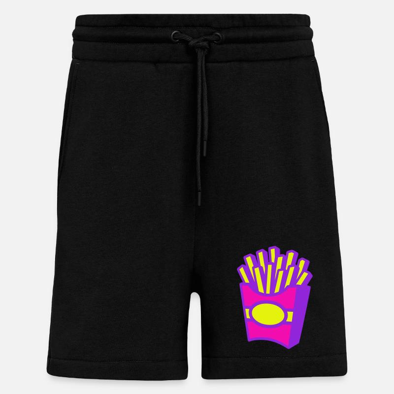 Frites Pop Art - Short bio décontracté fabriqué en UE - SOLID BLACK