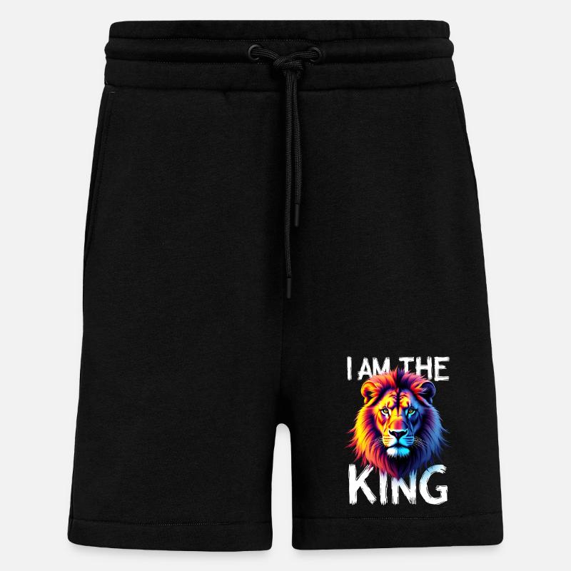 I am the King Löwe - Short bio décontracté fabriqué en UE - SOLID BLACK