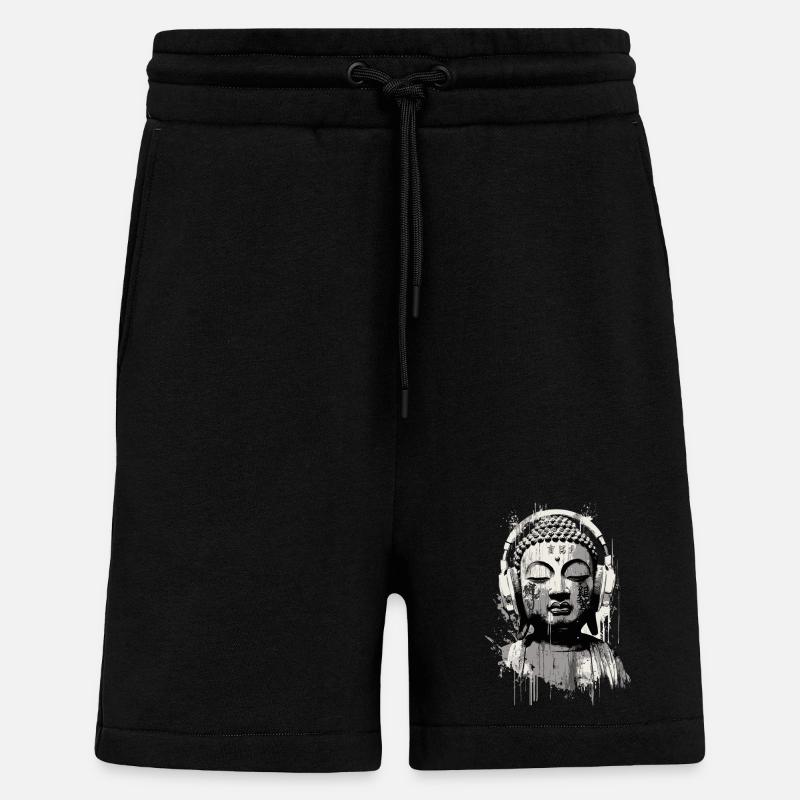Buddha mit Kopfhörern Zen Art - Shorts - made by SPREAD - SOLID BLACK