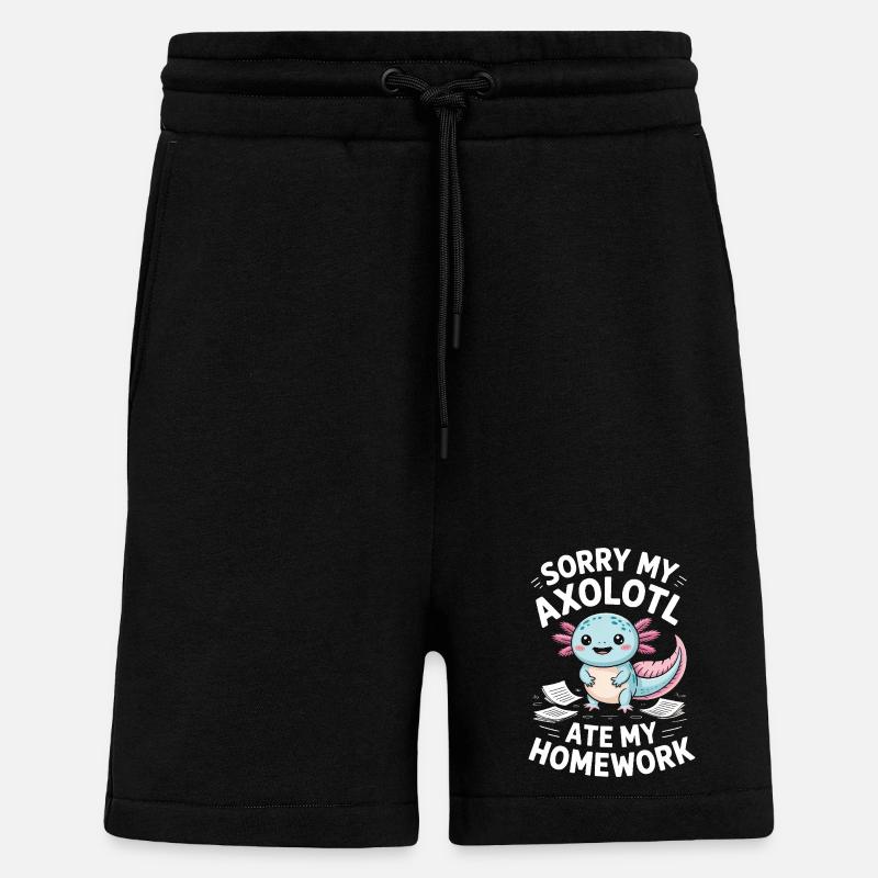 Axolotl Ate My Homework - Shorts - made by SPREAD - SOLID BLACK