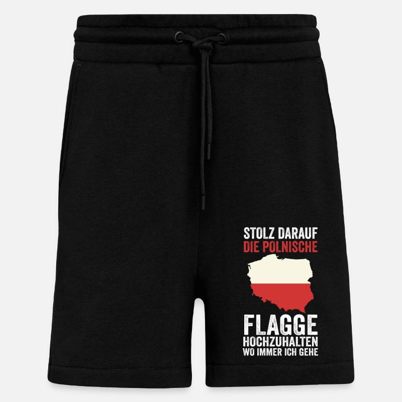 Polonais Pologne - Short bio décontracté fabriqué en UE - SOLID BLACK