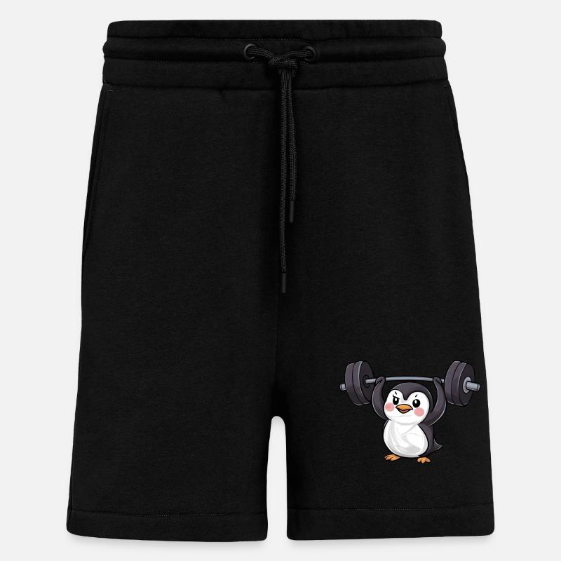 Penguin Dumbbell Workout Strong - Shorts - made by SPREAD - SOLID BLACK
