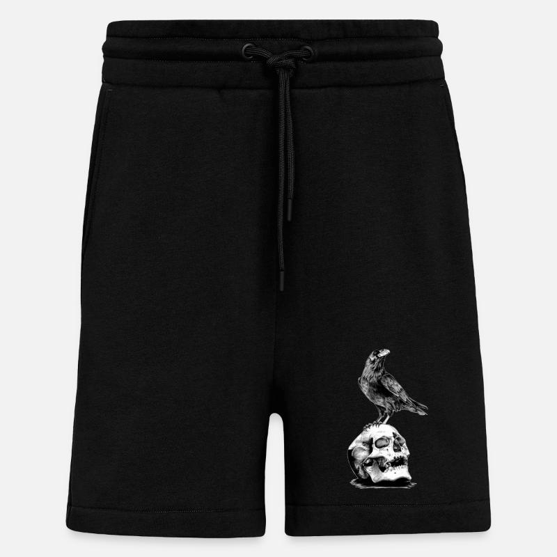 Skull mit Krähe - Shorts - made by SPREAD - SOLID BLACK