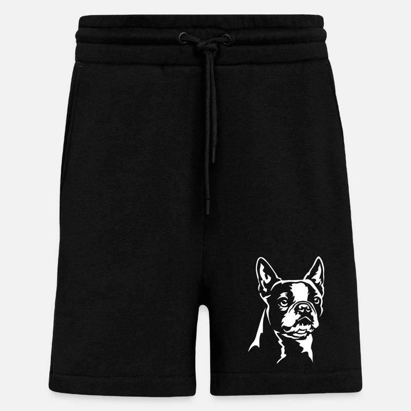 Boston Terrier Kopf "Black Edition" - Shorts - made by SPREAD - SOLID BLACK