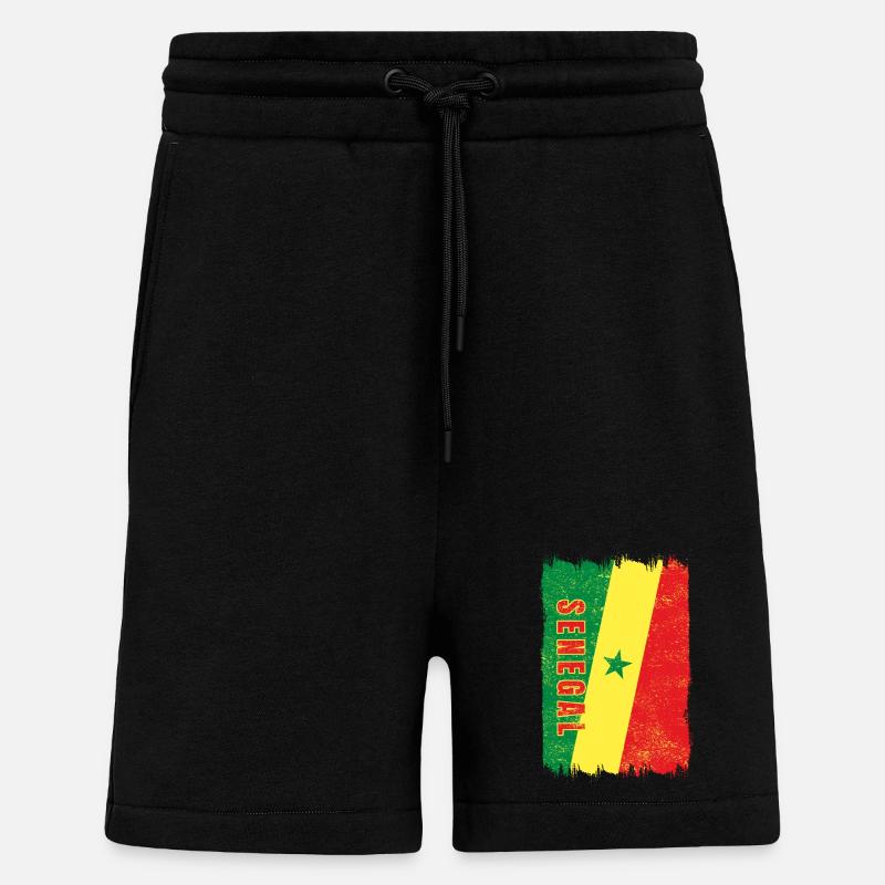 Drapeau du Sénégal - Short bio décontracté fabriqué en UE - SOLID BLACK
