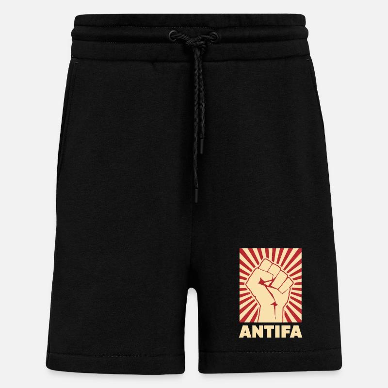 Antifa - Short bio décontracté fabriqué en UE - SOLID BLACK