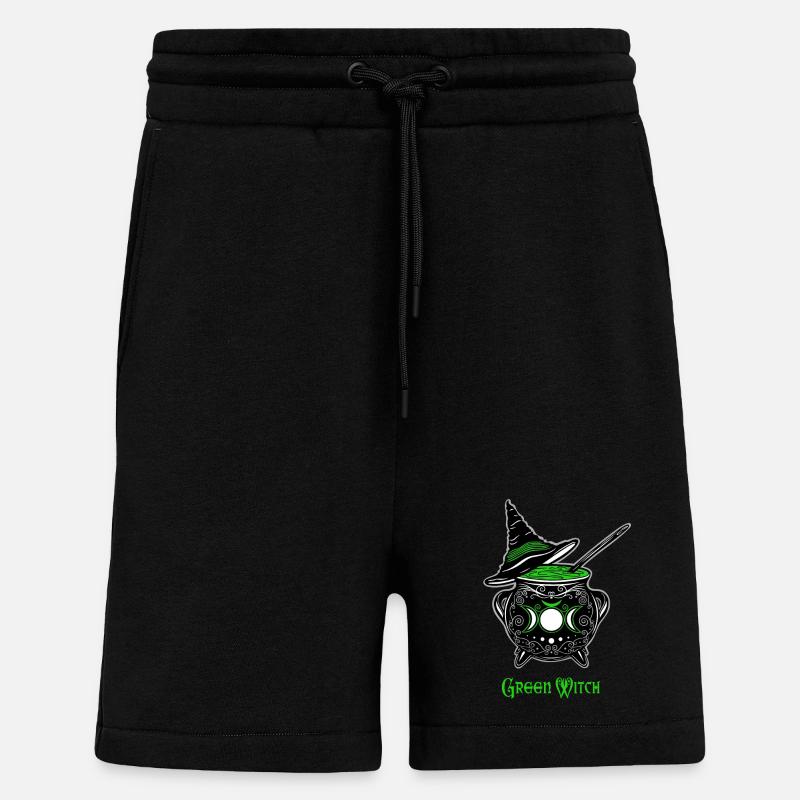 Cauldron Witch Green Witch Cauldron - Shorts - made by SPREAD - SOLID BLACK