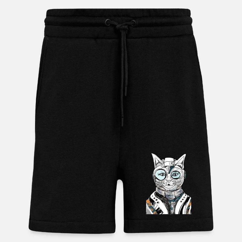 ASTRONAUT CAT - Shorts - made by SPREAD - SOLID BLACK