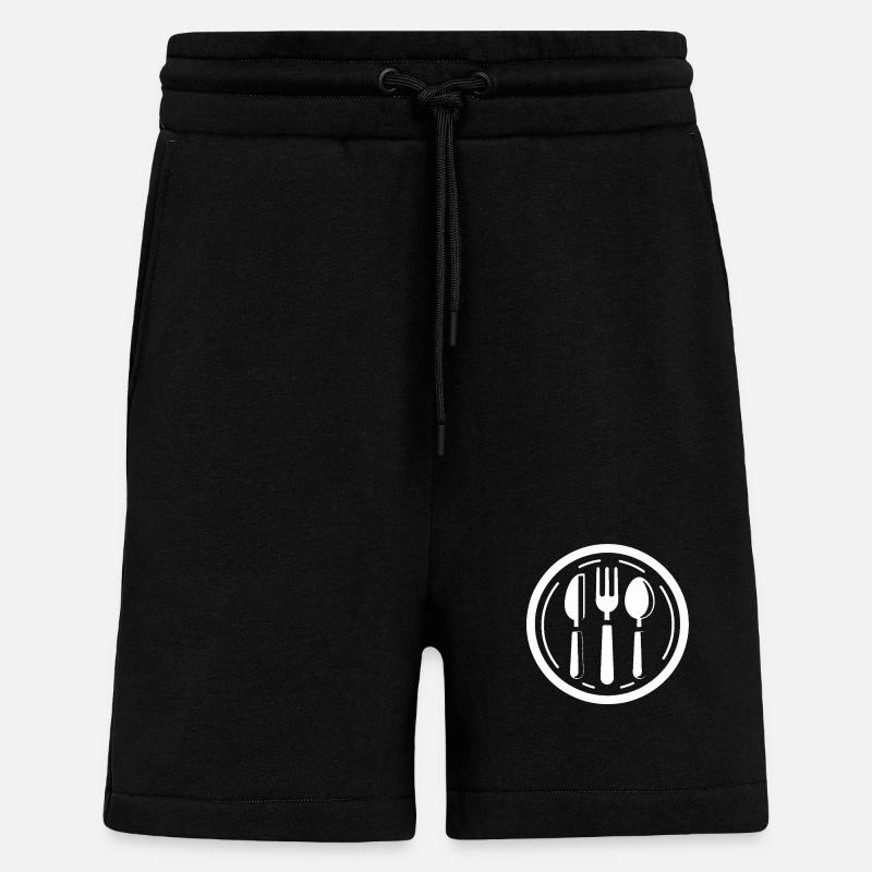 Couverts, Couteau, Fourchette, Cuillère - Short bio décontracté fabriqué en UE - SOLID BLACK