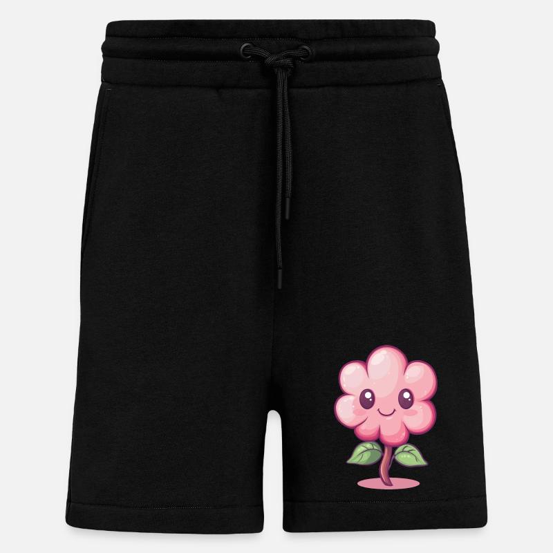 Fleur joyeuse - Short bio décontracté fabriqué en UE - SOLID BLACK