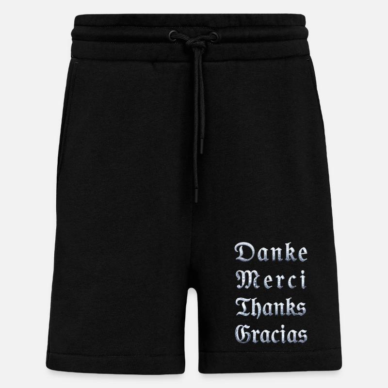 Multilinguale Dankesbotschaft Eiskristall - Shorts - made by SPREAD - SOLID BLACK