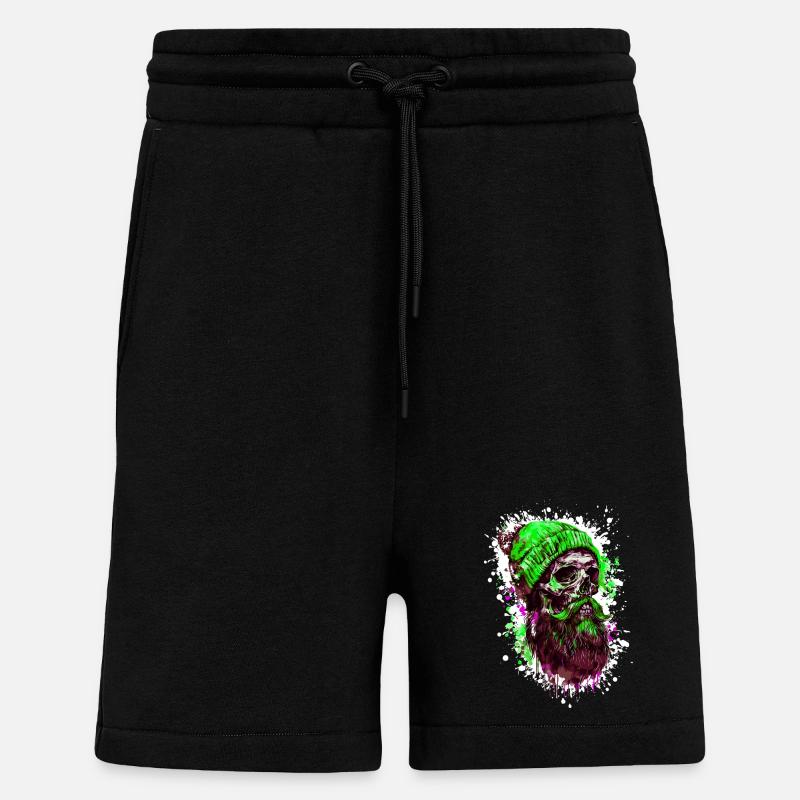 Crâne de bûcheron - Short bio décontracté fabriqué en UE - SOLID BLACK