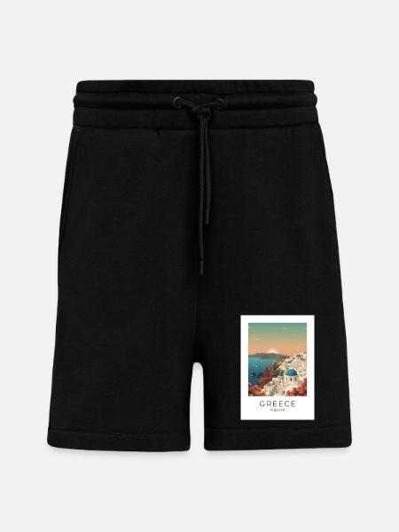 Santorini Sunset Coastal View - Shorts - made by SPREAD - SOLID BLACK