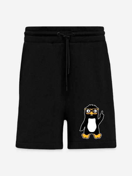 Pingvin Nørd briller Pegefinger selvtilfreds Lus - Organic relaxed shorts made in EU - SOLID BLACK