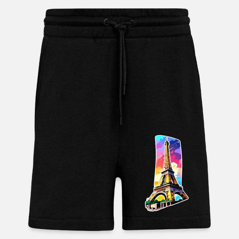 Eiffel tower #6 - Short bio décontracté fabriqué en UE - SOLID BLACK