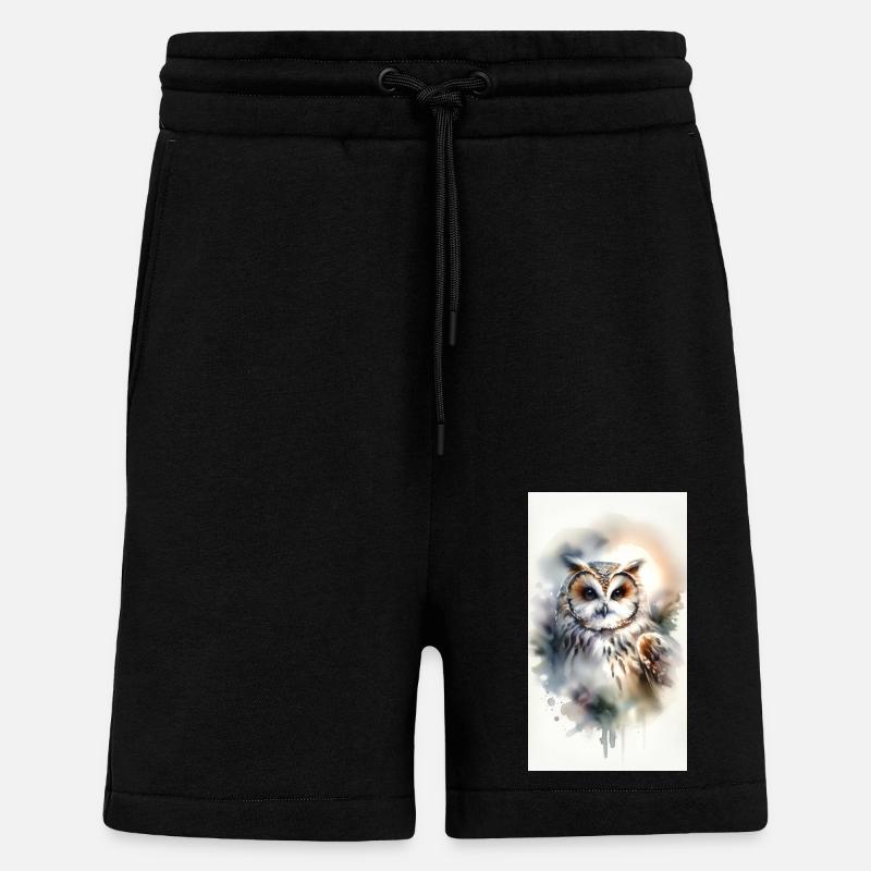 Eule im Aquarell - Shorts - made by SPREAD - SOLID BLACK
