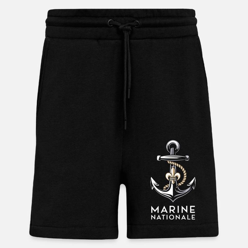 Marine Nationale - Short bio décontracté fabriqué en UE - SOLID BLACK