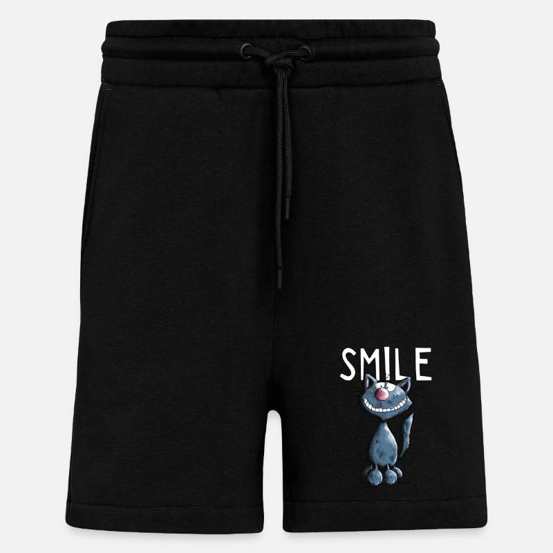 Drôle Chat dessin animé - Cadeau - Short bio décontracté fabriqué en UE - SOLID BLACK