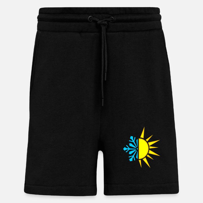 Logo d’isolation froid chaleur neige soleil - Short bio décontracté fabriqué en UE - SOLID BLACK