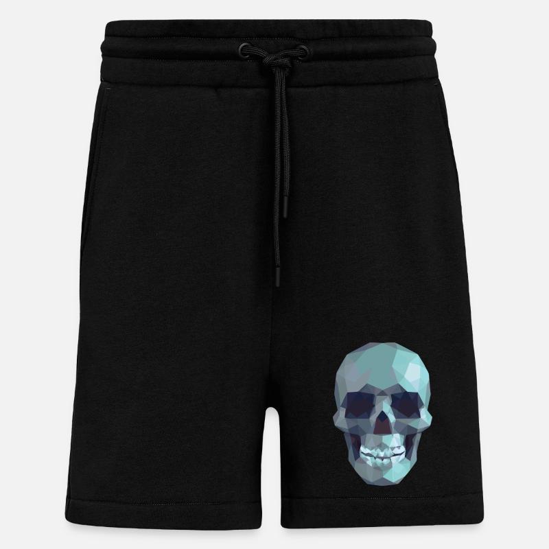 Low Poly Blue Skull – Geometrisch-Gotik-Stil - Shorts - made by SPREAD - SOLID BLACK