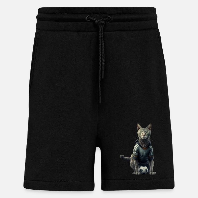 Fussball Katze - Shorts - made by SPREAD - SOLID BLACK