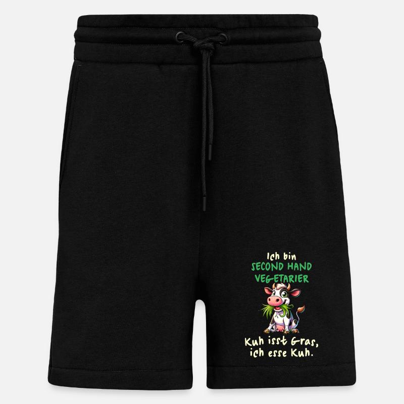 Second Hand Vegetarier – Lustiges Kuh-Design - Shorts - made by SPREAD - SOLID BLACK