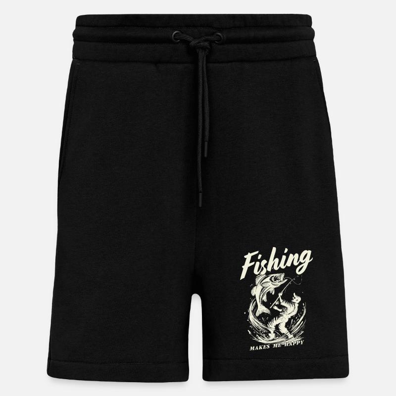 La pêche me rend heureuse - Short bio décontracté fabriqué en UE - SOLID BLACK