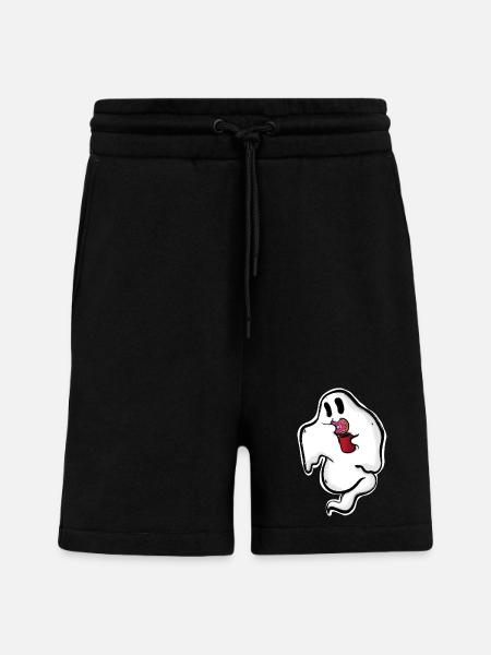 Ghost with donut and cup - Shorts - made by SPREAD - SOLID BLACK