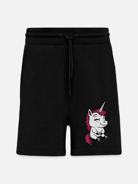 Sitzendes kleines Comic Einhorn - Shorts - made by SPREAD - SOLID BLACK