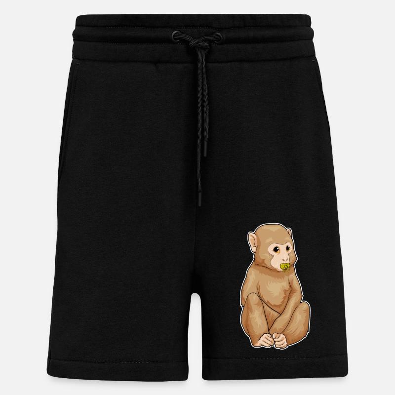 Sucette de singe - Short bio décontracté fabriqué en UE - SOLID BLACK